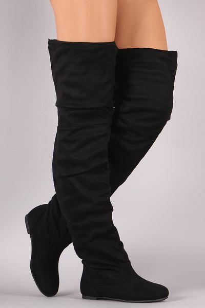 Suede Slouchy Thigh High Boots