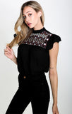 Diana Embroidered Ruffle Sleeve Top