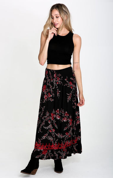 Midnight Blossom Maxi Skirt