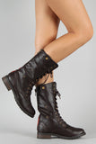 Plaid Lace Up Military Boot