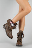 Plaid Lace Up Military Boot