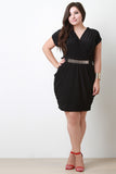 Ruched Surplice Dress With Belt
