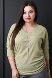 Marled Knit Dolman Sleeves Necklace Top