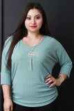 Marled Knit Dolman Sleeves Necklace Top