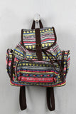 Tribal Buckle Strap Zip Pocket Backpack