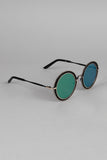 Metallic Trim Round Frame Sunglasses
