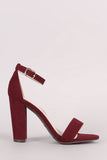 Bamboo Suede One Band Ankle Strap Open Toe Heel