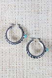 Twisted Hoop Turquoise Stone Earrings