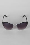 Textured Mod Semi-Rimless Sunglasses