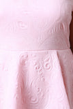Mesh Contrast Embossed Pattern Peplum Dress