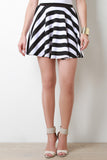 Black and White Striped Skater Skirt