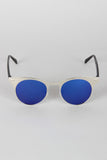Semi-Rimless Metallic Round Sunglasses