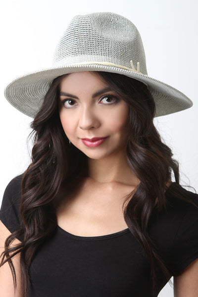 Vegan Leather Cord Straw Panama Hat