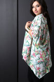 Floral Handkerchief Hem Short Sleeve Kimono