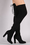 Suede Drawstring Heeled Over-The-Knee Boots