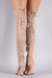 Suede Drawstring Heeled Over-The-Knee Boots