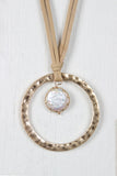 Fresh Water Pearl and Circle Pendant Necklace