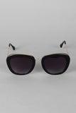 Mod Rectangular Cat Eye Wire Bridge Sunglasses