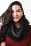 Double Sided Furry and Chunky Knit Circle Scarf