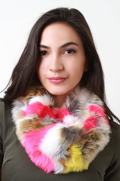 Colorful Furry Circle Scarf