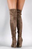 Wild Diva Lace Up Chunky Heel Over the Knee Boots