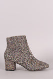 Glitter Block Heeled Ankle Boots
