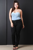 Contrast Piping Sweetheart Bodysuit