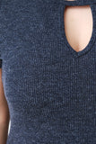 Rib Knit Bodycon Key Hole Sweater Dress