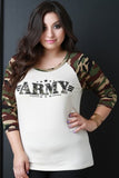 Army Camo Raglan Sleeve Top
