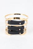 Banded Metallic And Vegan Leather Cuff
