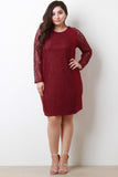 Long Sleeve Lace Contrast Bodycon Dress