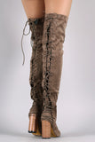 Over-The-Knee Back Corset Chunky Heel Boots