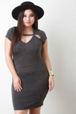 Knitted Cut Out Neckline Mini Dress