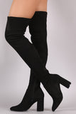 Suede Chunky Block Heeled Over-The-Knee Boots