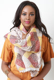 Woven Color Block and Chevron Pattern Oversize Scarf