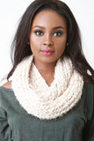 Fuzzy Textured Knit Circle Scarf