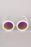 Mirrored Round Plastic Frame Sunglasses