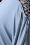 Lace Up Shoulder Dolman Shirt Dress