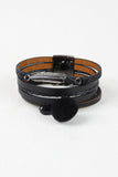 Vegan Leather Multi Band Cuff Bracelet