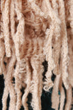 Fuzzy Stripe Knit Fringe Circle Scarf