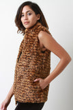 Faux Fur Leopard Mock Neck Vest