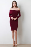 Thick Knit Off The Shoulder Midi Dress