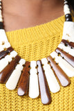 Wooden Ivory Statement Necklace