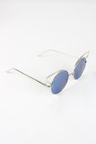 Open Wire Frame Round Cat Eye Mirrored Sunglasses
