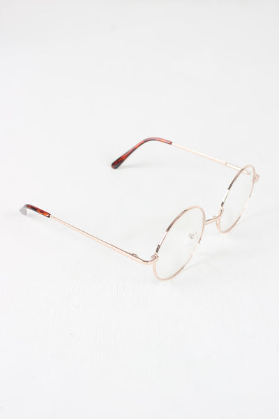Circular Metal Framed Clear Lens Sunglasses