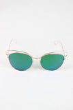 Open Wire Framed Mirror Lens Sunglasses
