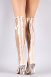 Qupid Peep Toe Chunky Clear Heeled Over-The-Knee Boots