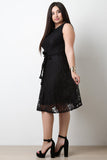 Lace Sleeveless Tie-Waist Fit And Flare Dress
