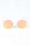Clear Frame Round Mirrored Sunglasses