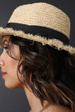 Raw Edge Ribbon Straw Panama Hat